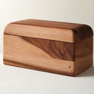 CB2 Acacia Wood Bread Box - Discontinued/Rare - Minimalist Solid Wood Bin